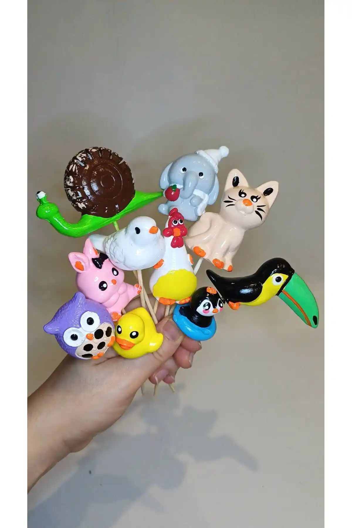 Dekoratif Atölye 10'lu Sevimli Hayvanlar Süslü Kürdan Taş Seti ile Eşsiz Dekorasyon