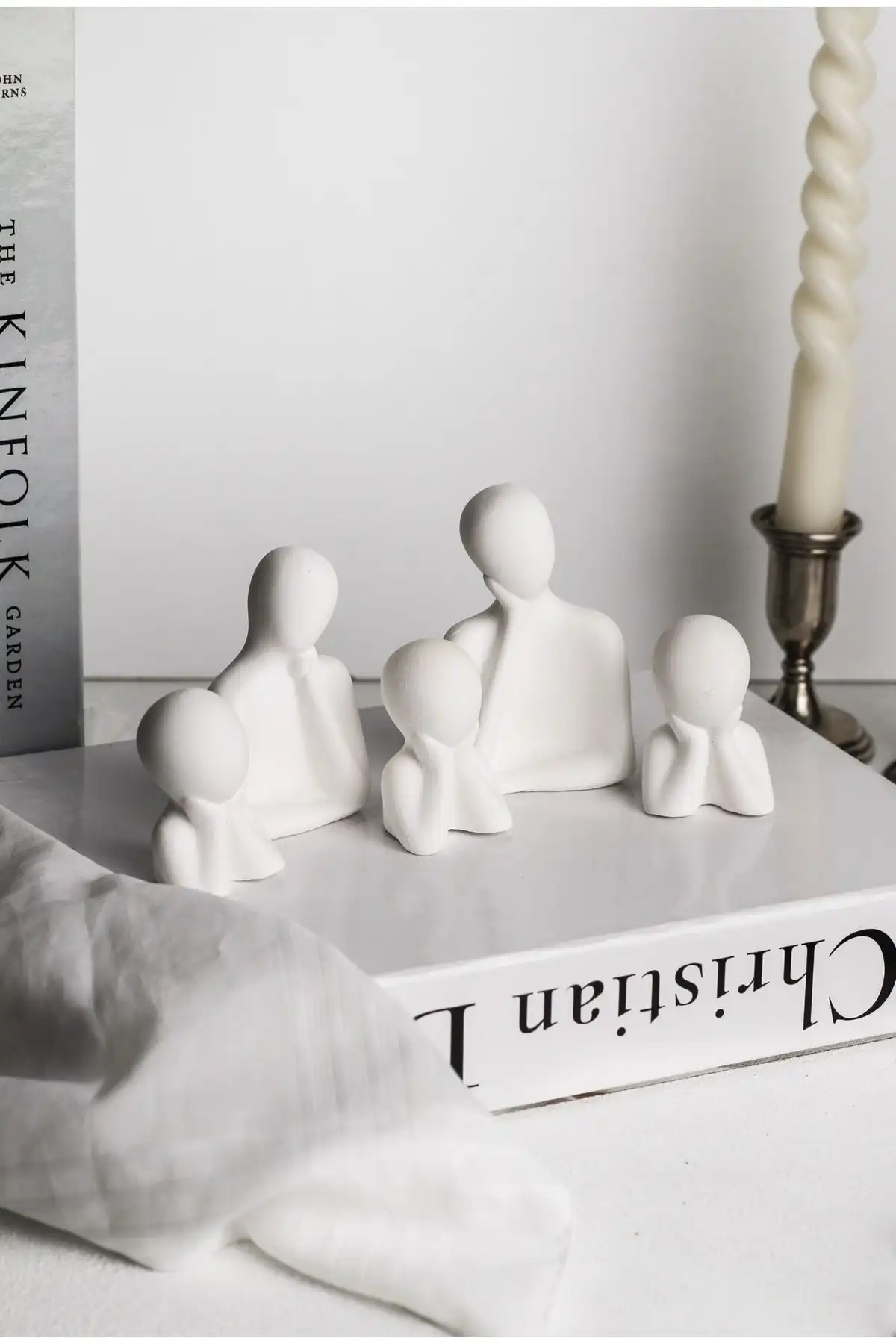 LALEZEN HOME 5 Kişilik Beton Heykel Obje Biblo ile Modern Dekorasyon