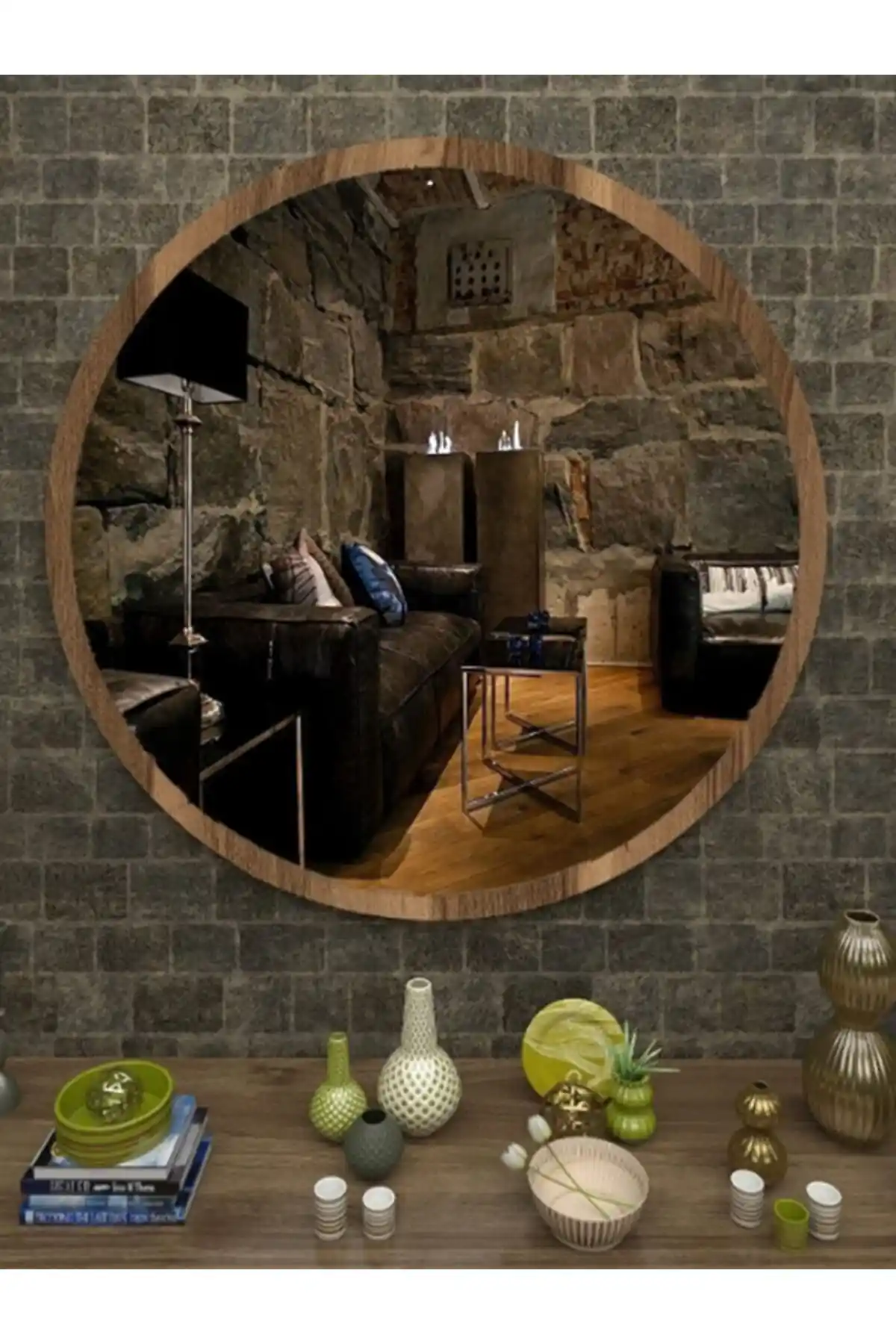 SEDAŞ LIVING UNITS Dekoratif Koyu Ceviz Duvar Aynası ile Modern Ev Dekorasyonu