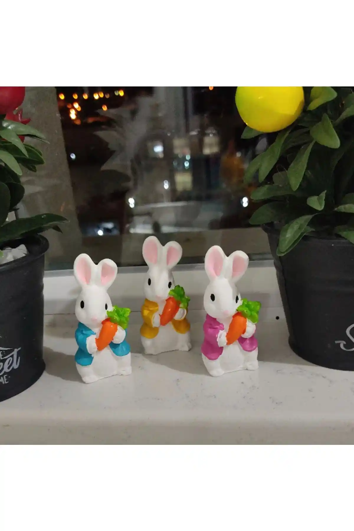 ASYAS HOME 3'lü Havuçlu Tavşan Biblo ile Ev Dekorasyonunu Güzelleştirin