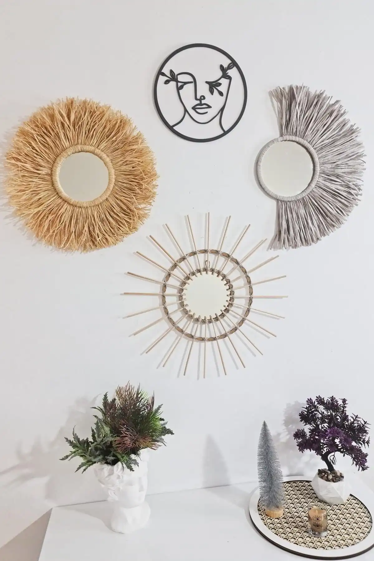 Bubihome Gri Rafya ve Bambu Ayna ile Modern Dekorasyon Alternatifi Sunuyor