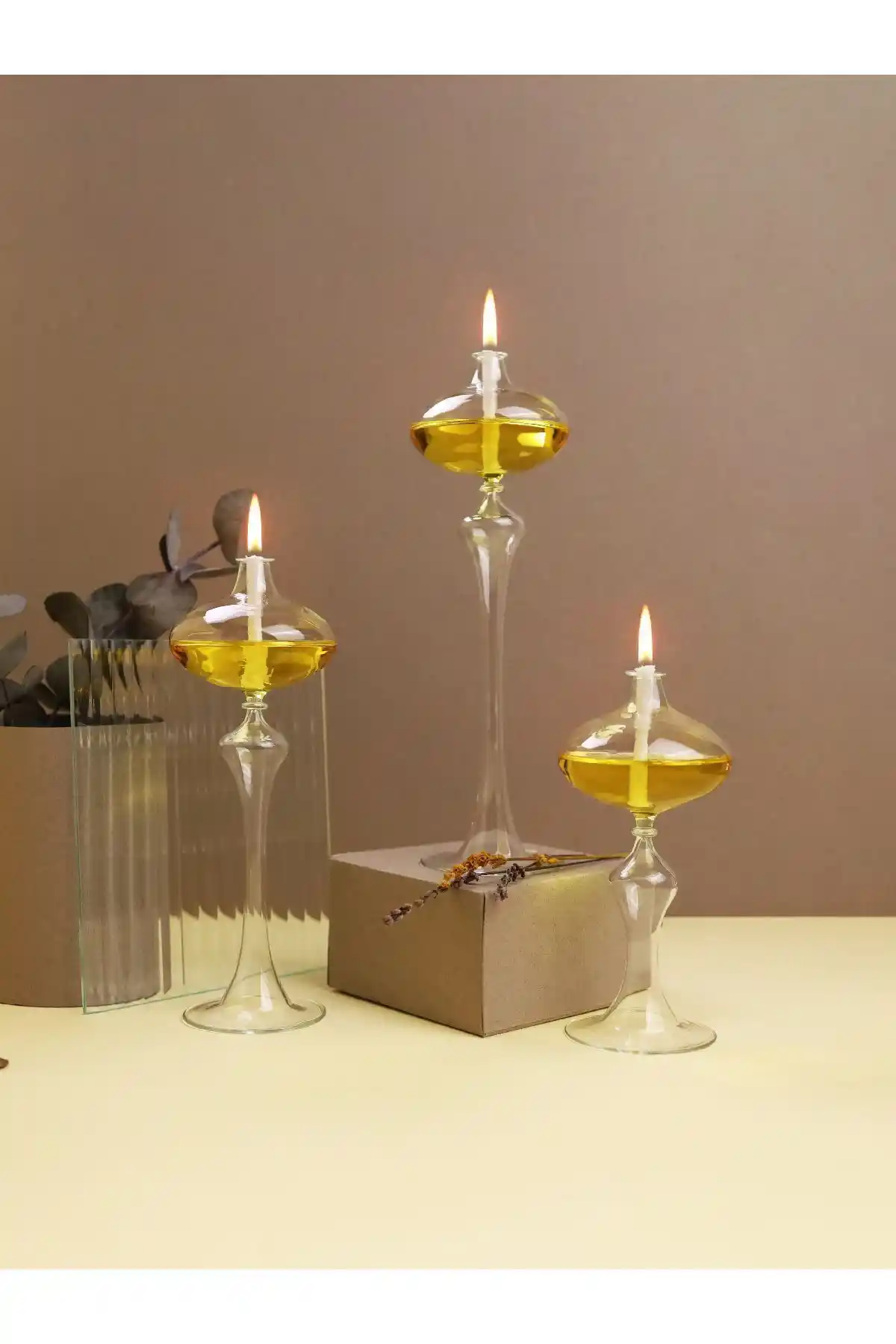 GlassicCassini Sarı Cam Kandil Seti: Estetik ve Fonksiyonel Ev Dekorasyonu İçin İdeal Seçenek