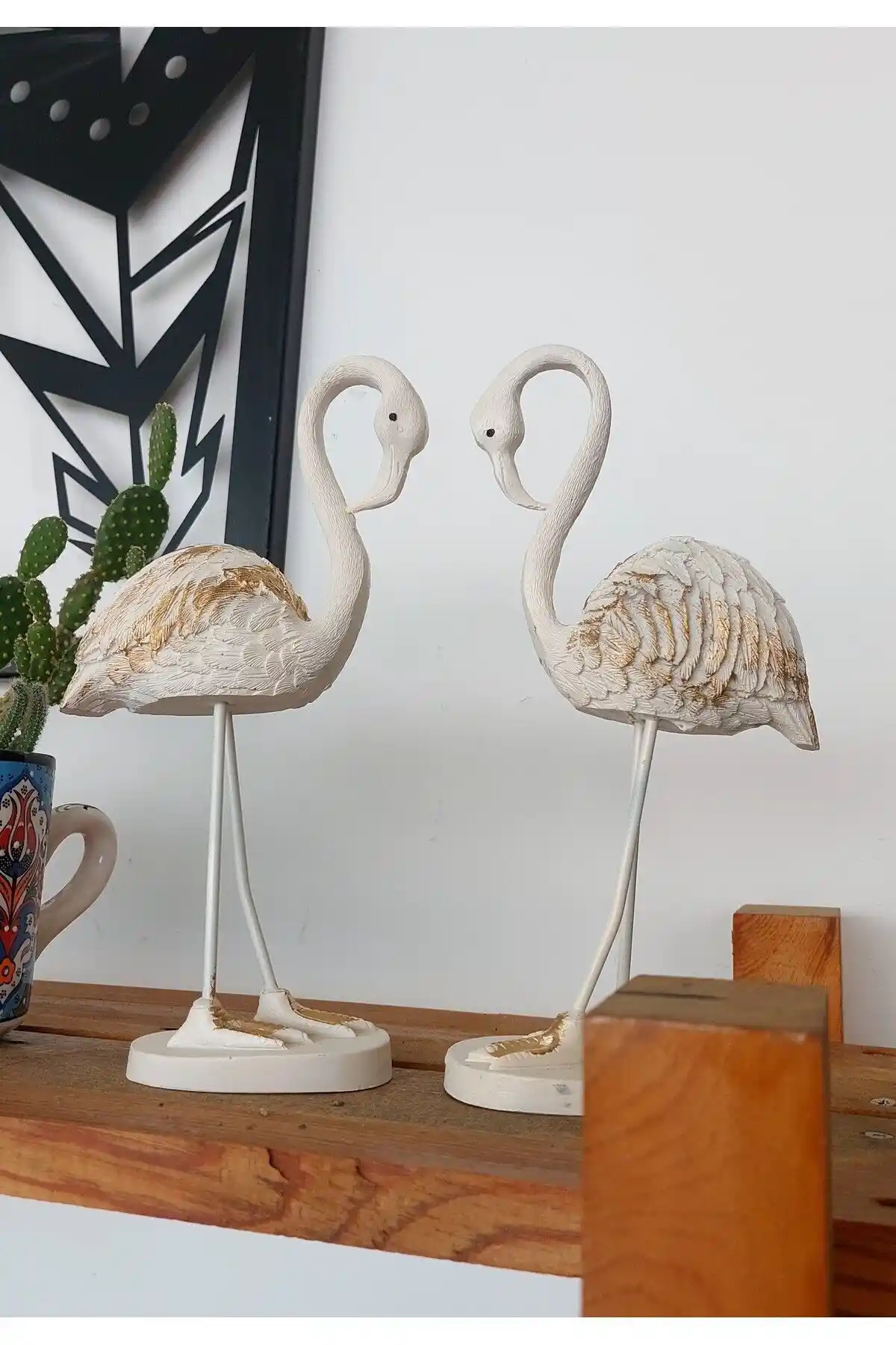 Gloriys Home & Decor 2'li Krem Flamingo Biblosu ile Estetik Bir Dokunuş Yaratın