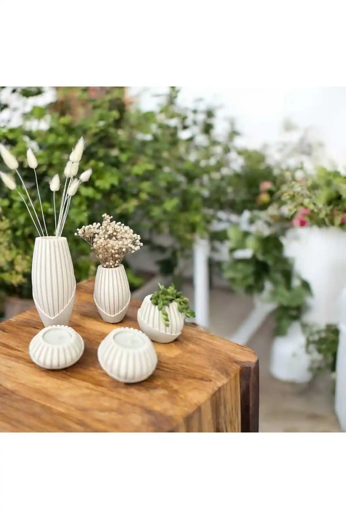 HKM Hobim Dekoratif 5'li Çiçeklik Vazo Mumluk Seti ile Evinizi Güzelleştirin