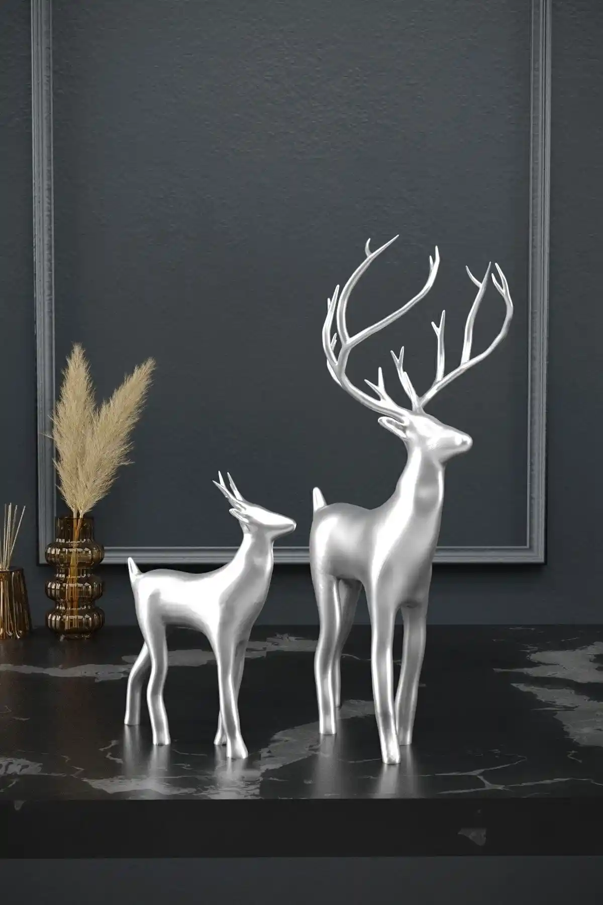 İncidesign İkili Dekoratif Geyik Biblo: Modern ve Zarif Bir Dokunuş İçin