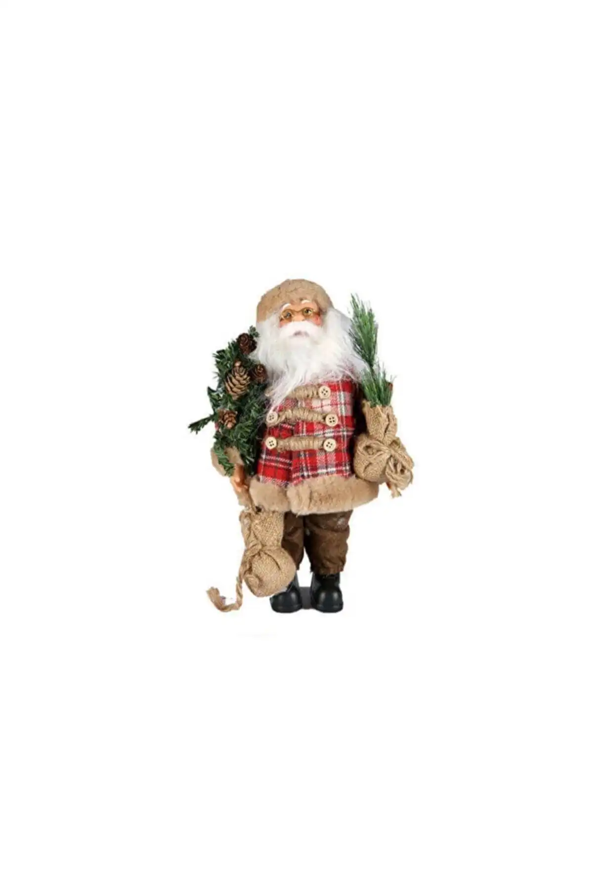 Porland Noel Baba Kırmızı Ekose 40 cm: Şık ve Çok Amaçlı Yılbaşı Dekorasyonu Ürünü