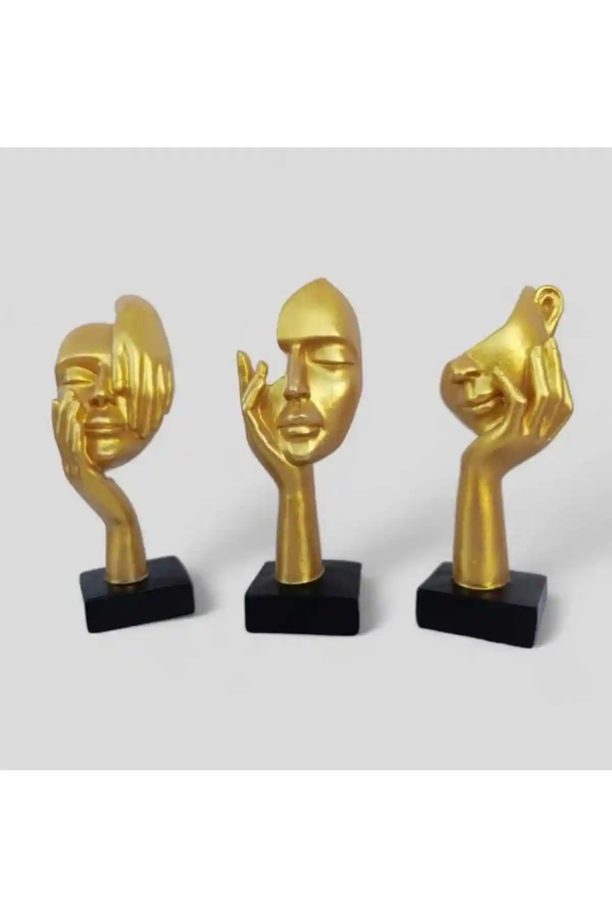 Rakaymu3 Soyut El Yüz Biblo Seti ile Eviniz ve Ofisinizde Estetik Bir Dokunuş