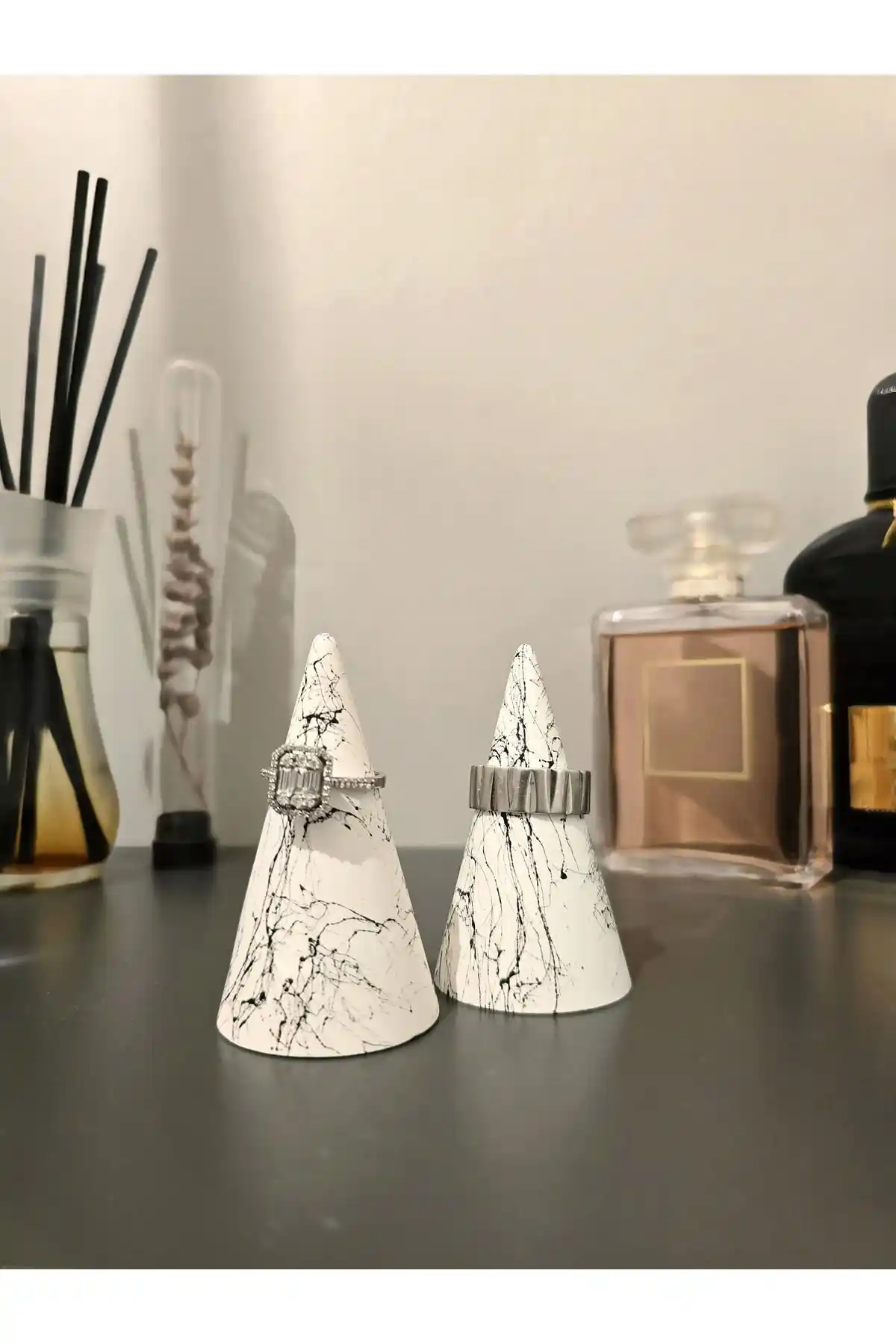 Gamy CraftsPinterest Dekoratif Beton Yüzük Tutucu Seti: Şıklık ve Fonksiyonellik