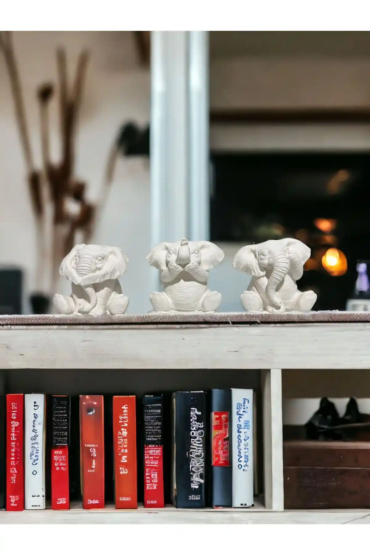 LuDesign 3'lü Görmedim Duymadım Bilmiyorum Fil Biblo Seti ile Modern Dekorasyon