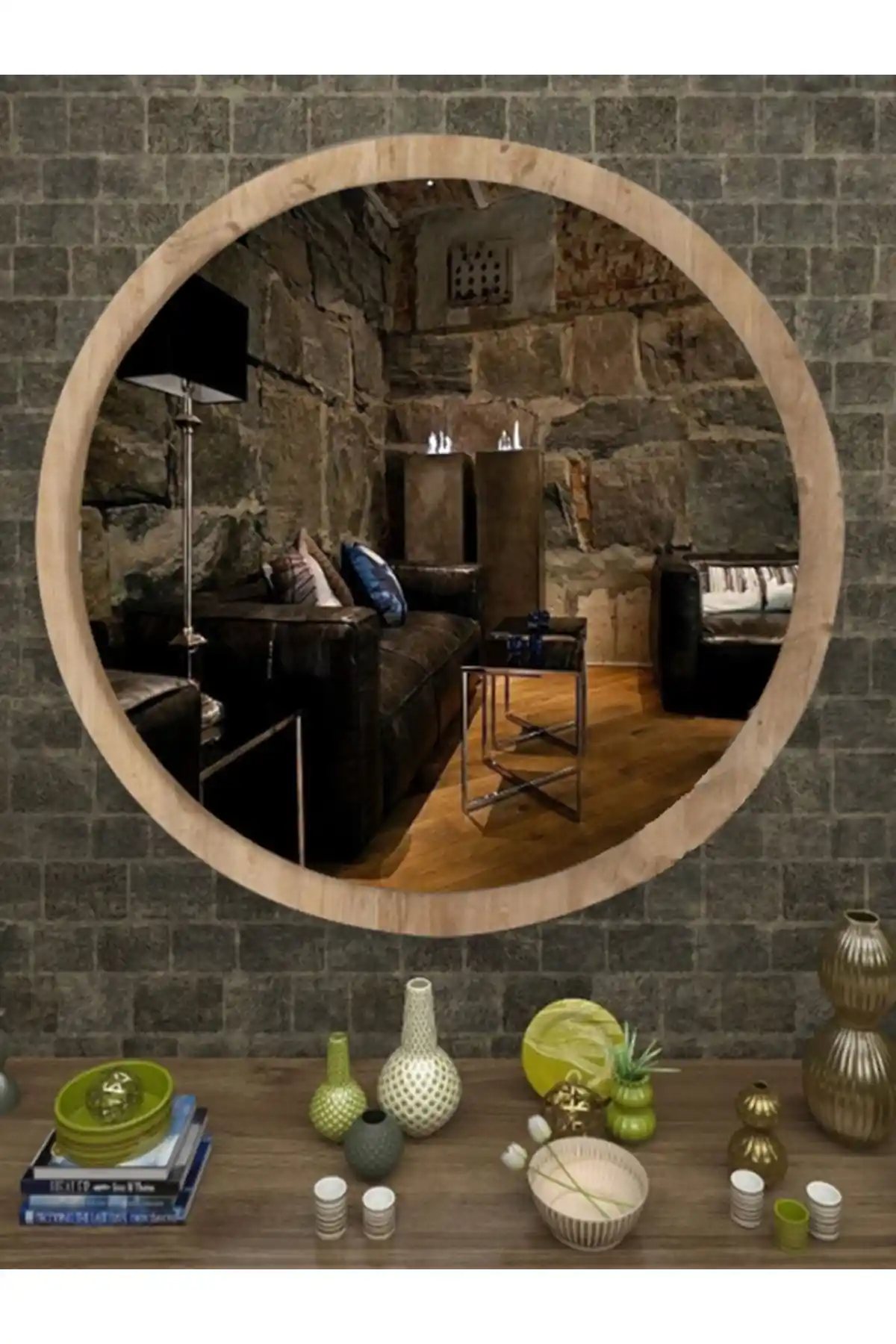 Dekoratif Açık Ceviz Yuvarlak Ayna İle Mekanlarınıza Şıklık Katın