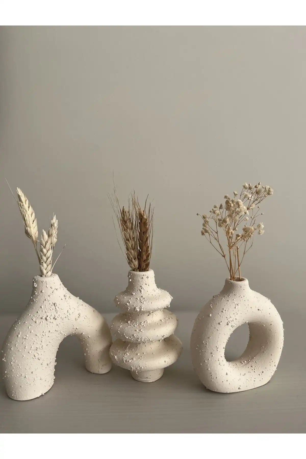 Dekoratif Nordic Vintage Efektli Minimalist 3’lü Vazo Seti ile Modern Alanlar Yaratın