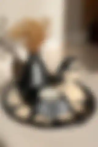 GIFTART Siyah Hasır Görünümlü Tabak ve 5'li Dekoratif Set ile Modern Mekanlar