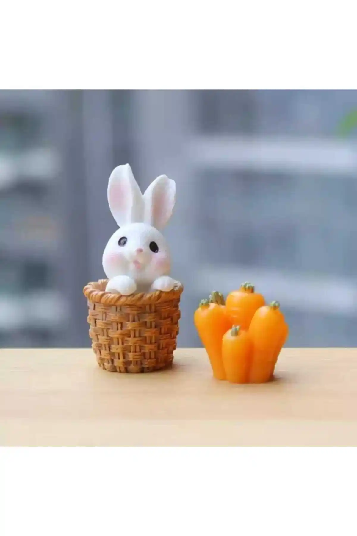 Himi Tavşan Sepet Havuç Teraryum Obje: İçi Doğayla Dolu Estetik Dekorasyon Parçası