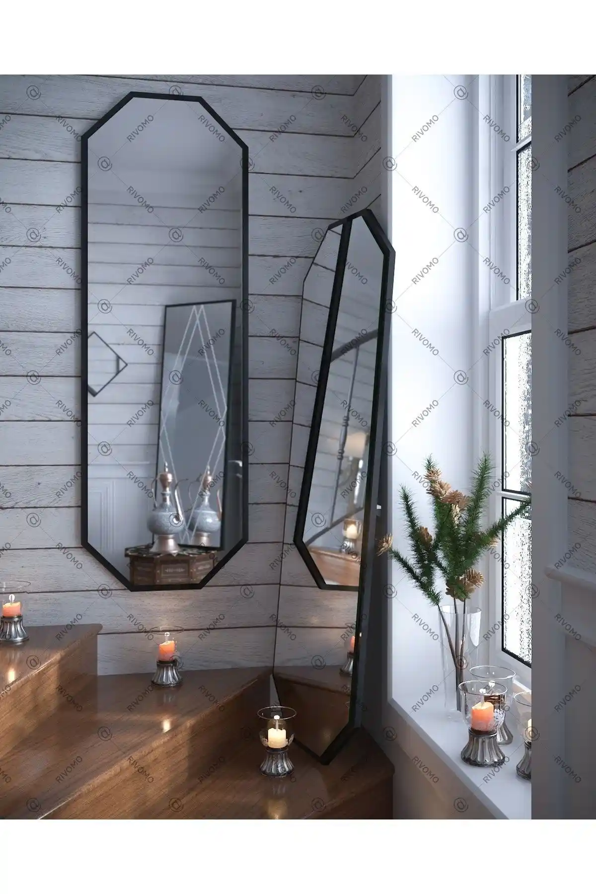 Rivomo Sekizgen Dekoratif Boy Aynası: Şık ve Fonksiyonel İç Mekan Altyapısı
