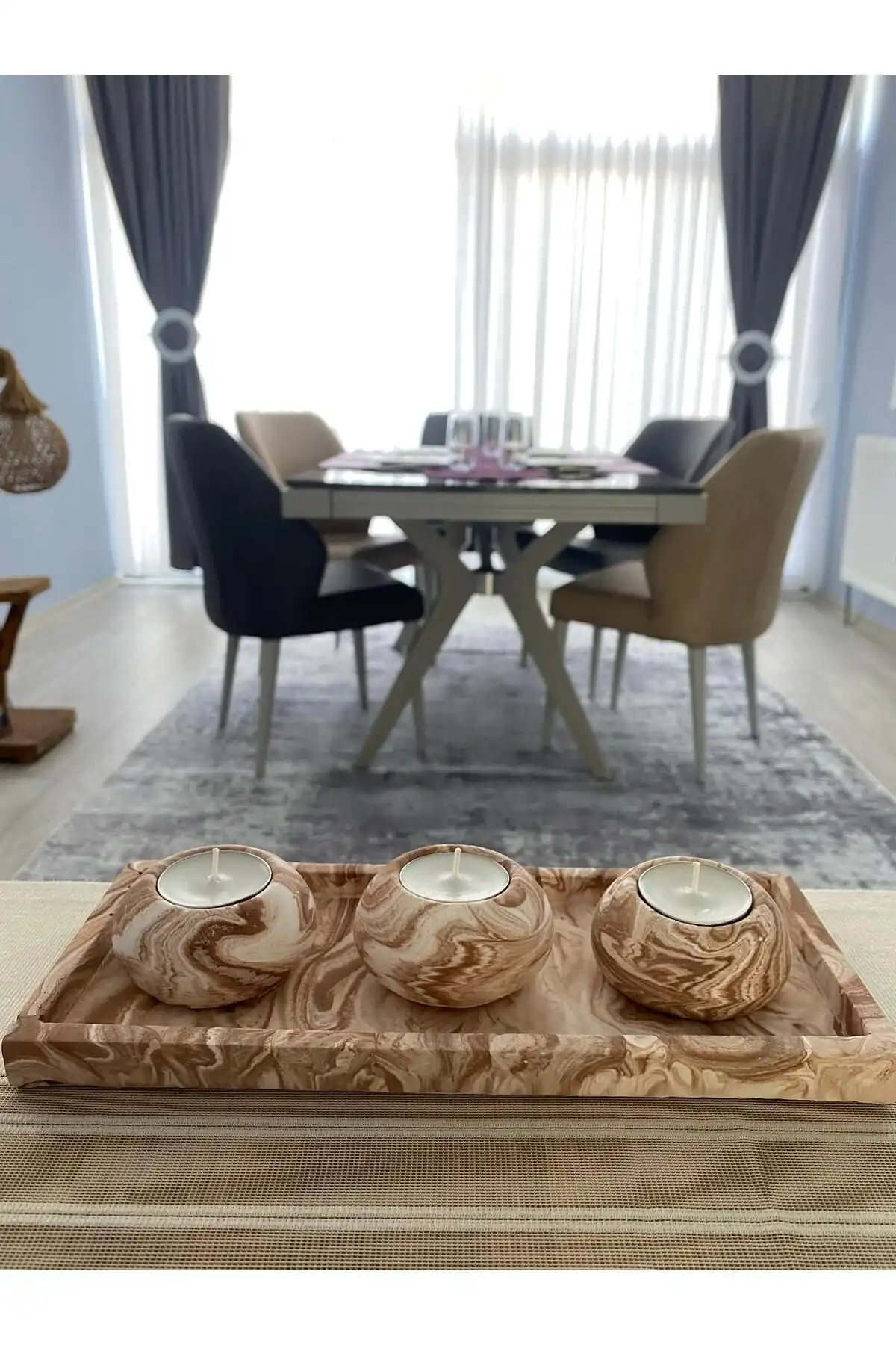 MorVillaEv Beton Mumluk Seti ile Modern Ev Dekorasyonuna Şık Bir Dokunuş