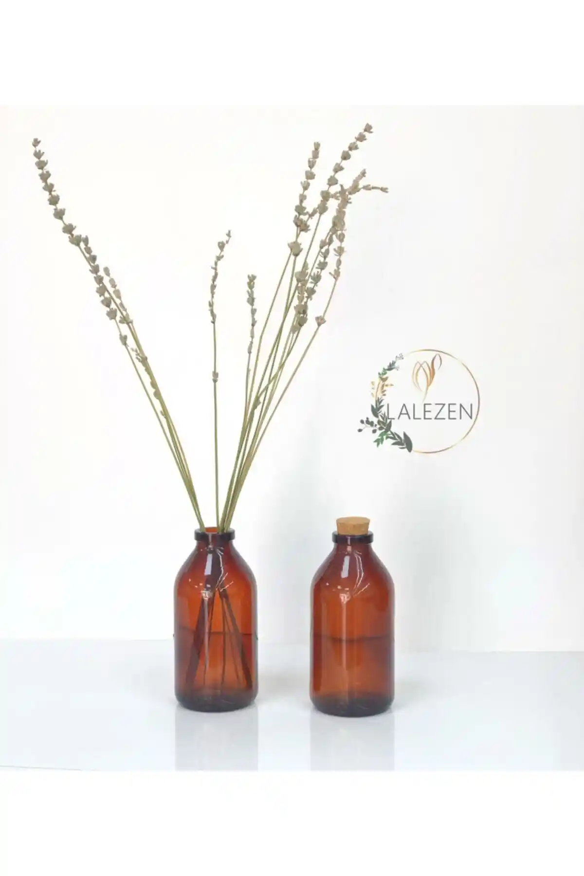 LALEZEN 2 Adet Amber Kahverengi Mini Cam Vazo ile Şık ve Fonksiyonel Dekorasyon