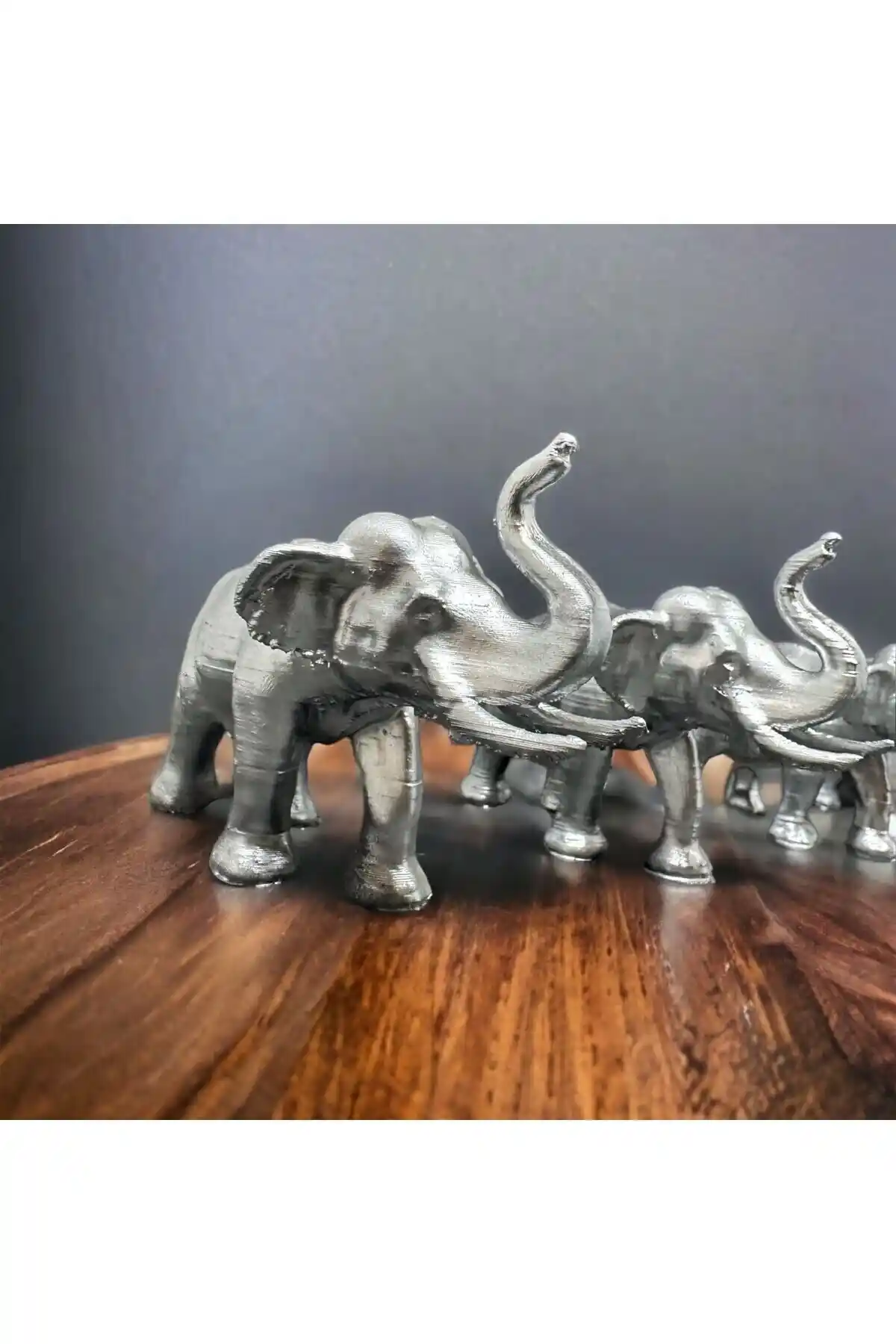 LuDesign Biyoplastik Gümüş Gri 7'li Bereket Fil Seti ile Şık Ev Dekorasyonu