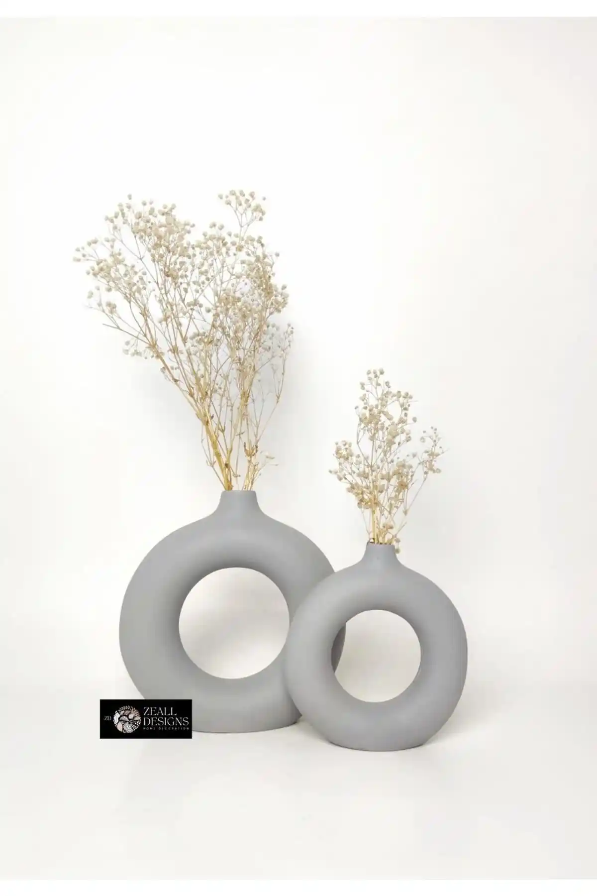 ZEALL DESIGNS Dekoratif 2'li Halka Vazo Bohem Seti: Modern ve İşlevsel Tasarım