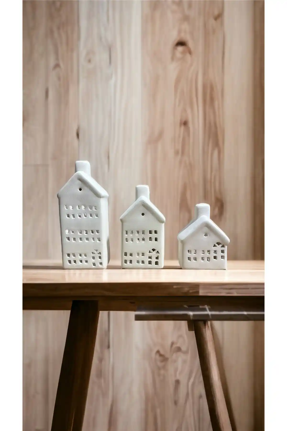 BAYRAMPASAHOBİM Ham Seramik 3'lü Mumluk Seti ile Modern Dekorasyon