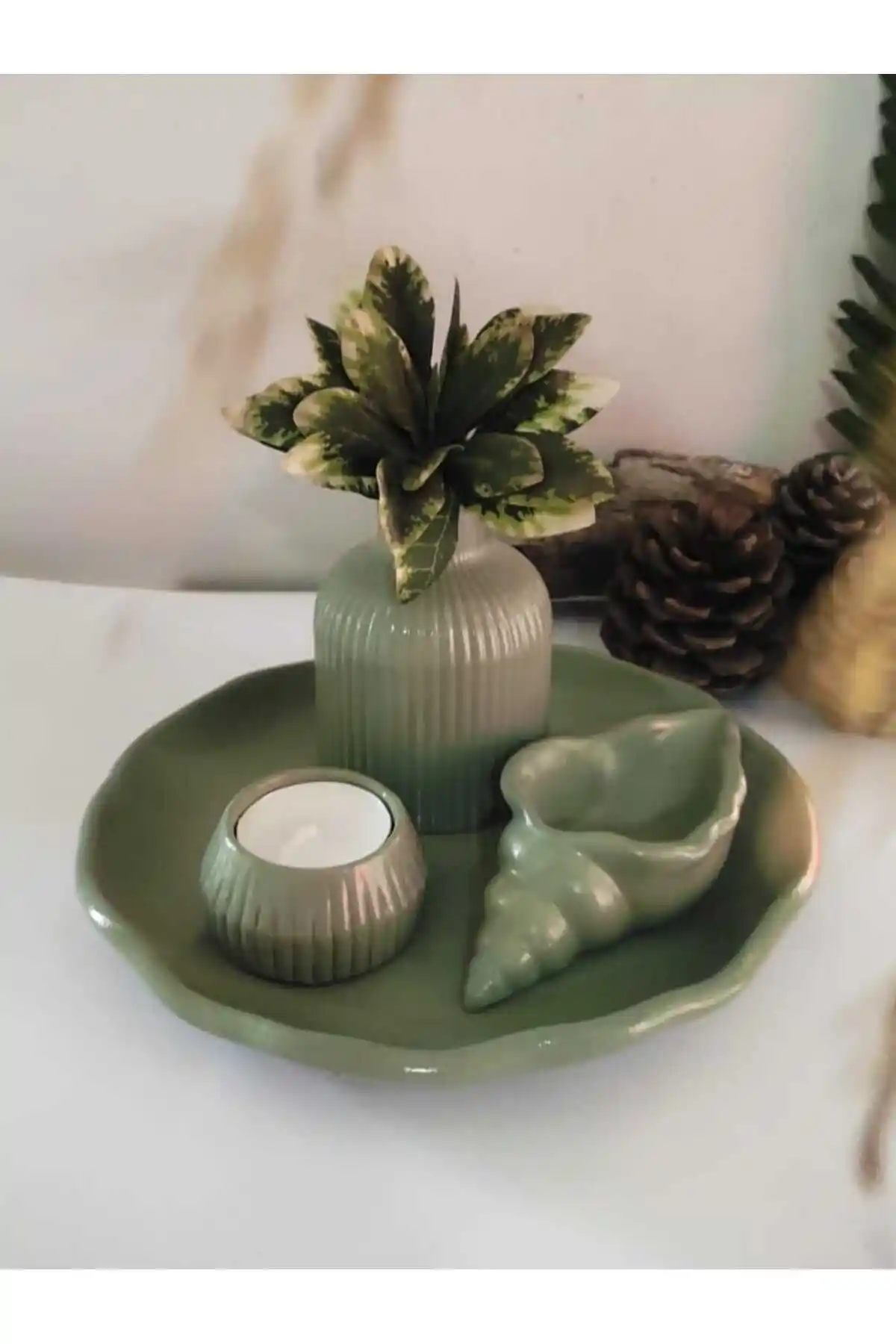 E.M.S AVM Modern Mint Yeşili Dekoratif Vazo Seti ile Şık Tasarım