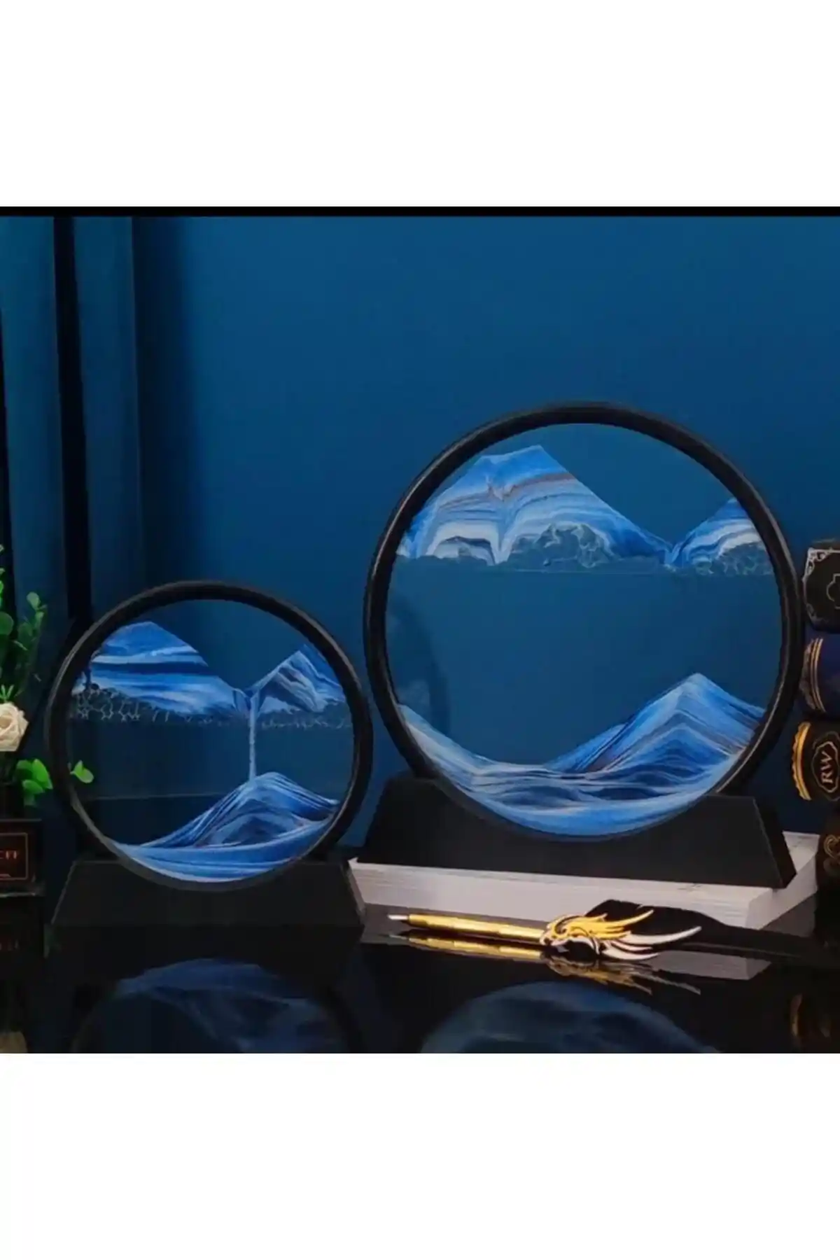 Hareketli Kum Sanat Yuvarlak Cam 3D Kum Saati ile Huzur ve Estetik