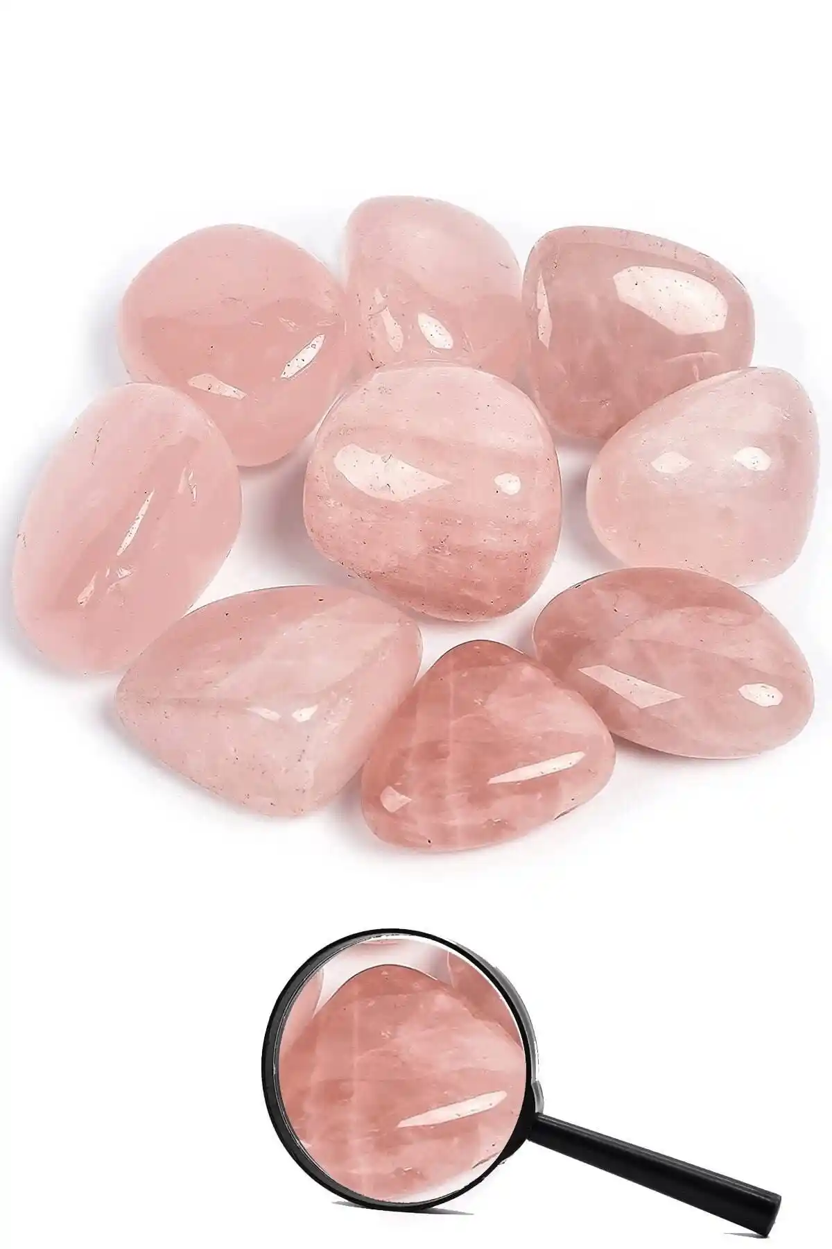 Sertifikalı Tamburlanmış Doğal Pembe Kuvars Taşı ile Ev Dekorasyonuna Şıklık Katın