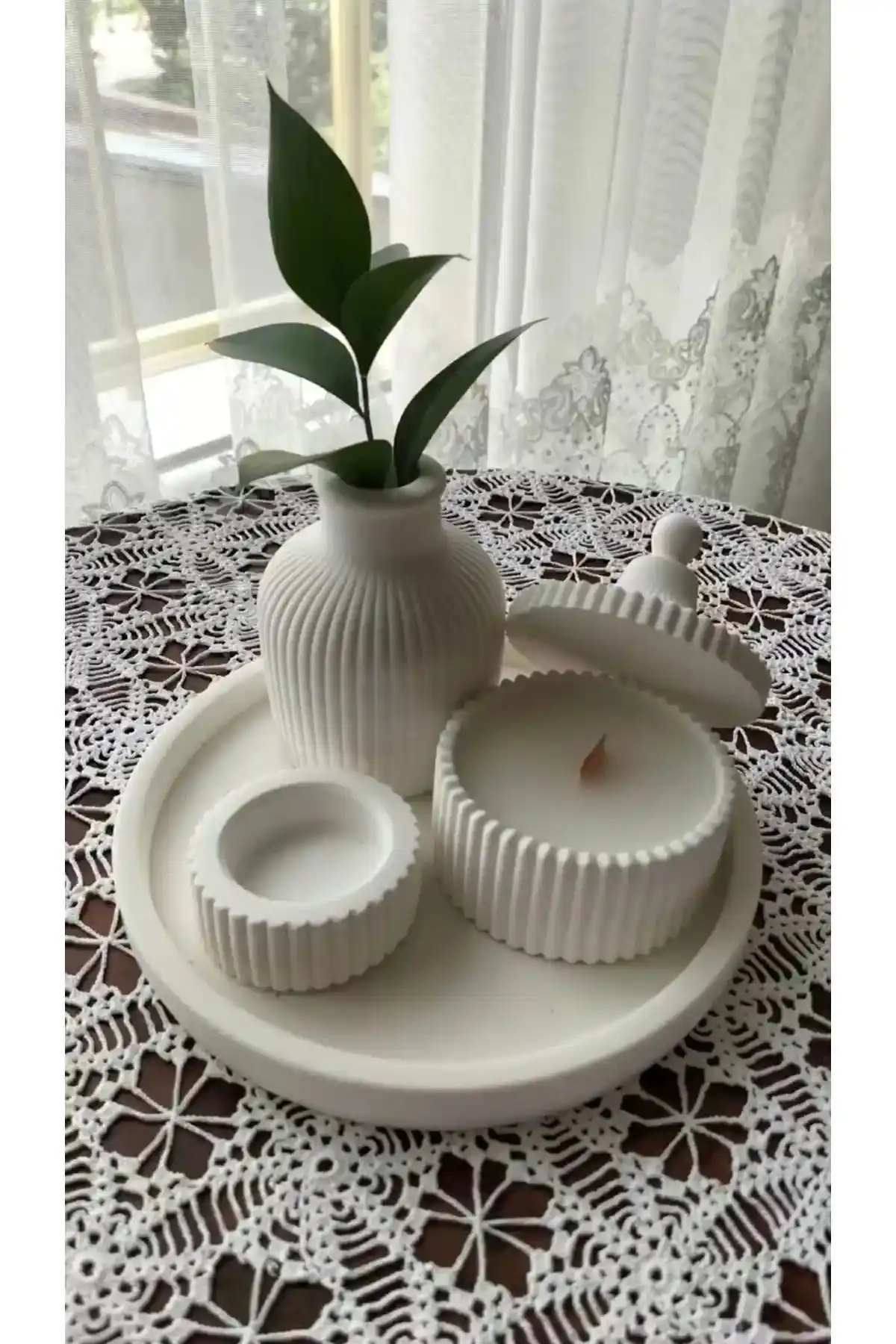 BayCazip Beyaz Renkli Kokulu Mum ve Vazo Seti ile Modern Ev Dekorasyonu