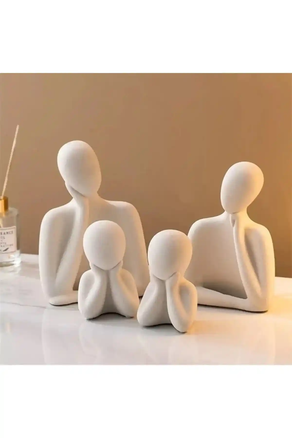 Havalı Tasarım Dekoratif İki Çocuklu Aile Obje Biblo Heykel ile Modern Ev Dekorasyonu