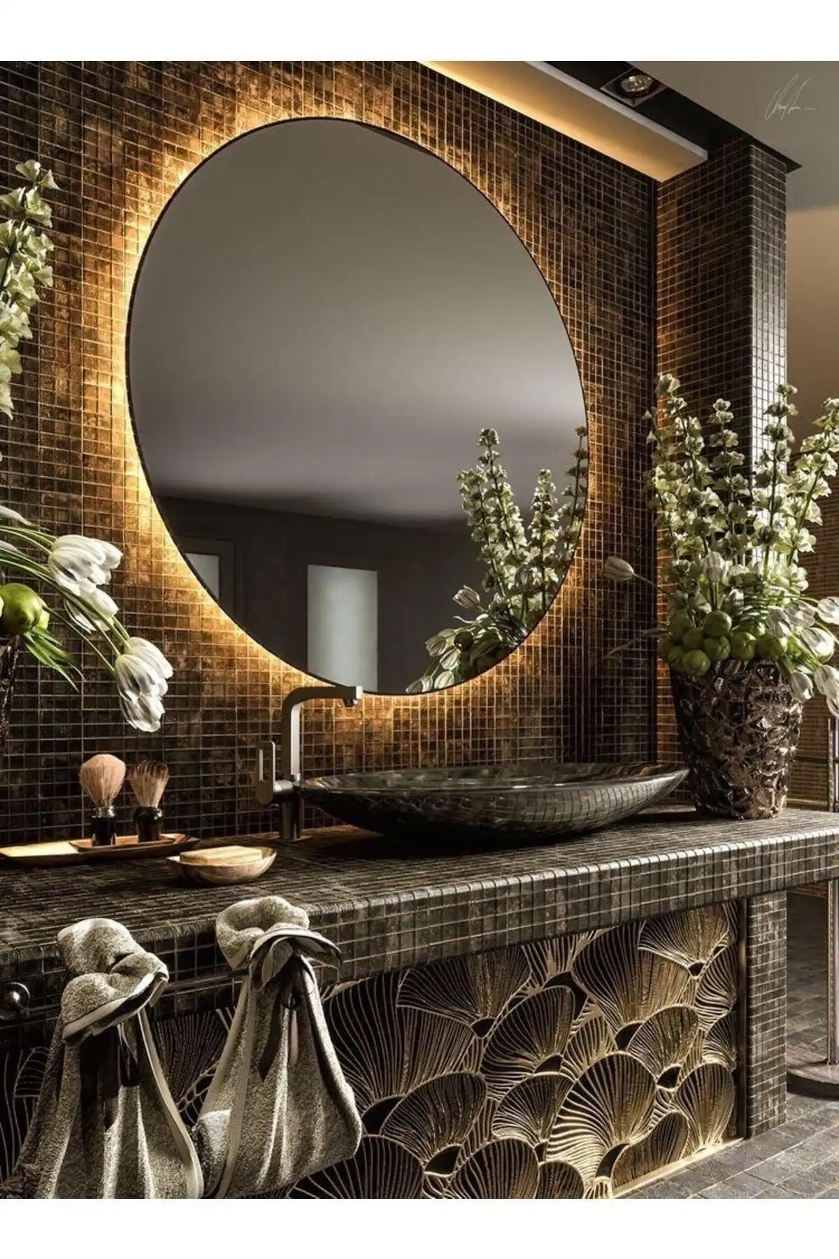 Narkissos 90 cm Günışığı Ledli Yuvarlak Banyo Aynası ile Mekânınıza Estetik Katın