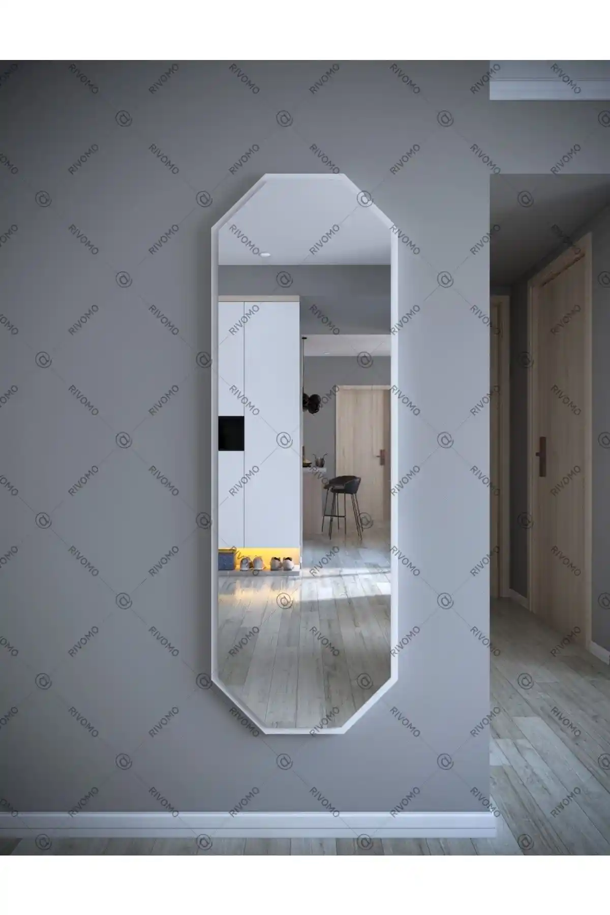 Rivomo Sekizgen Beyaz Dekoratif Ayna: Estetik ve Fonksiyonel Bir Seçenek