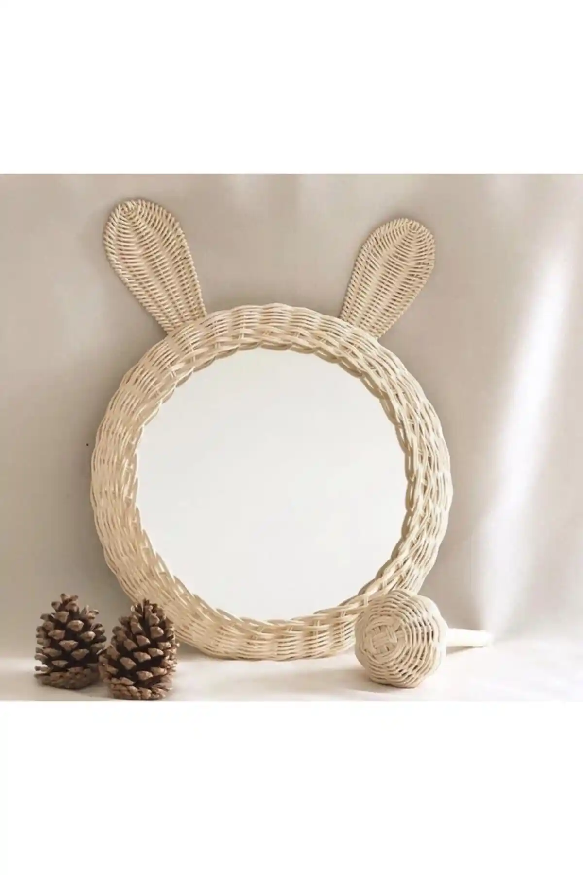 Veneris Home 20 Cm Çocuk Odası Rattan Bambu Hasır Ayna ile Estetik ve Fonksiyonellik
