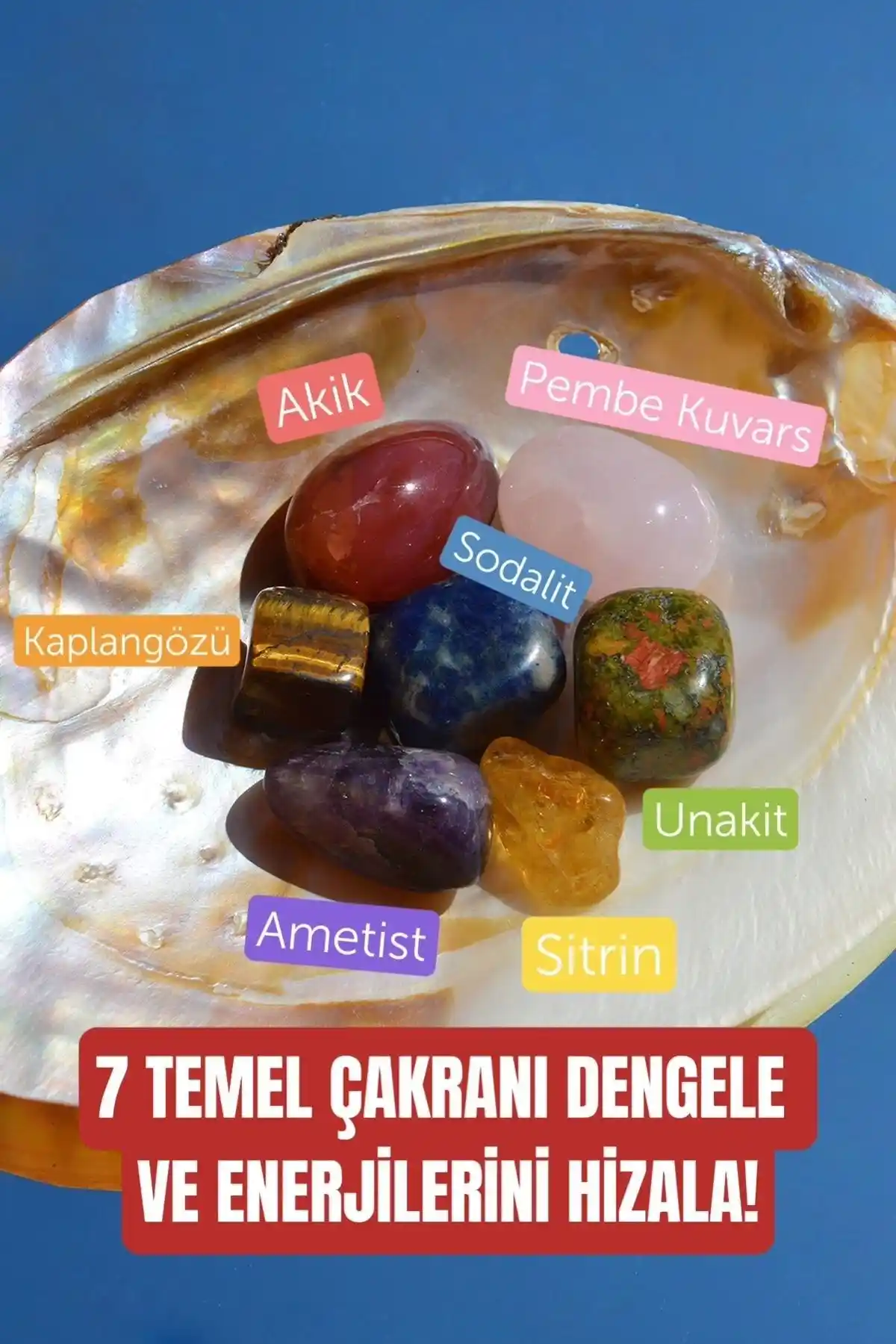 DüşlerÇakra Doğal Taş Tumble Seti ile Evde Enerji Yükseltin ve Huzur Bulun