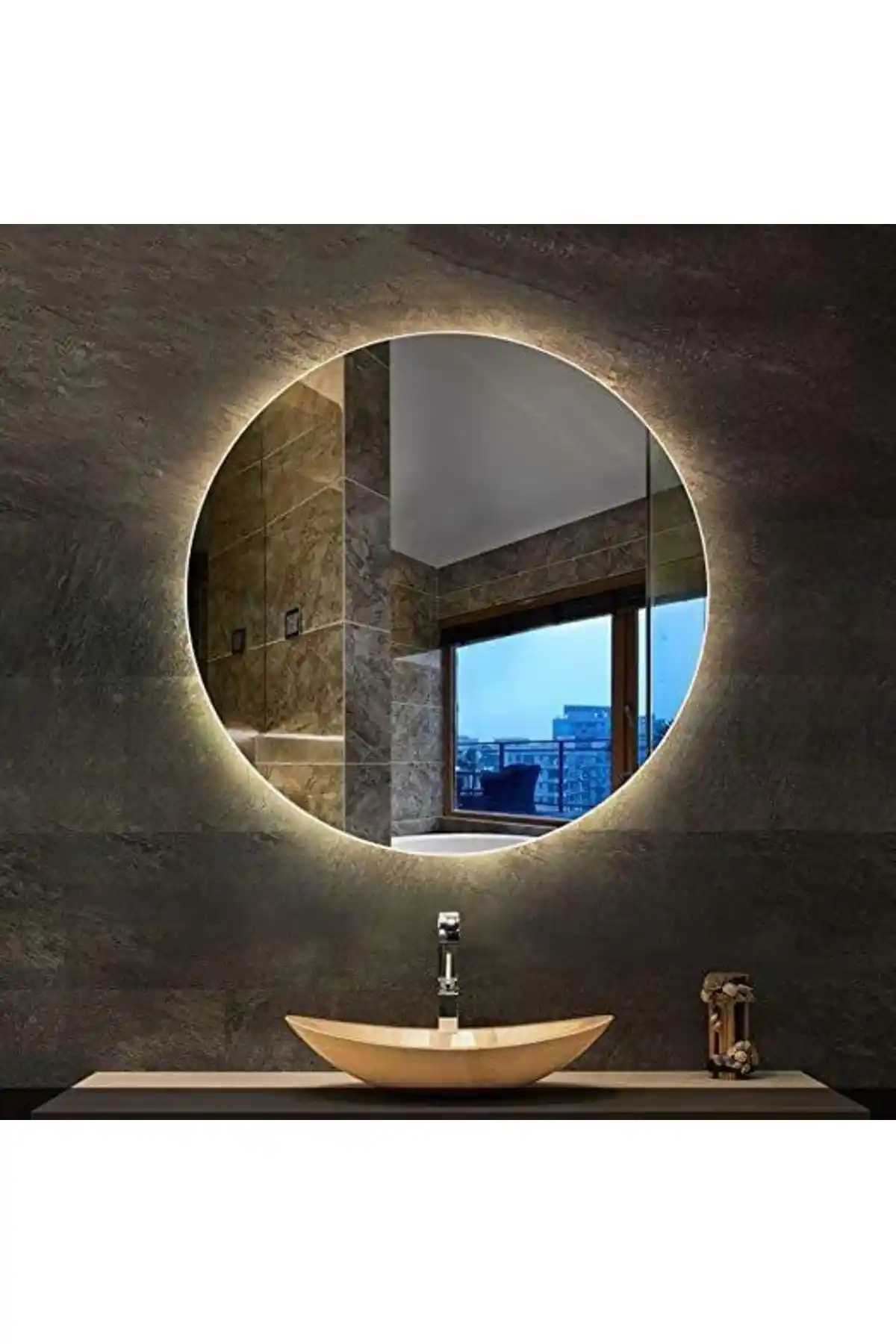 Narkissos Dizayn 80 Cm LED Işıklı Yuvarlak Banyo Aynası ile Zarafeti Yakalayın