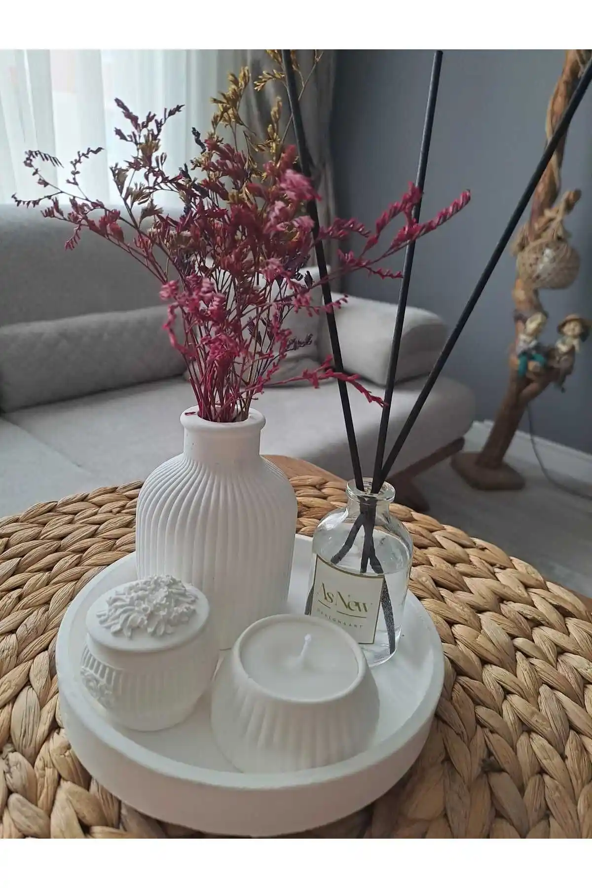 Asnew Bohem Çizgili Vazo Seti: Estetik ve İşlevsellik Bir Arada