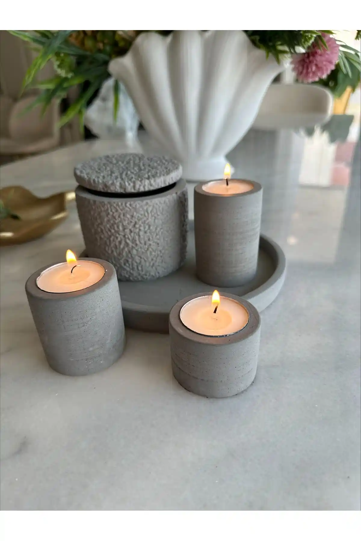 Bautinq Store Beton Tepsili 3'lü Mumluk ve Kapaklı Kutulu Set İncelemesi