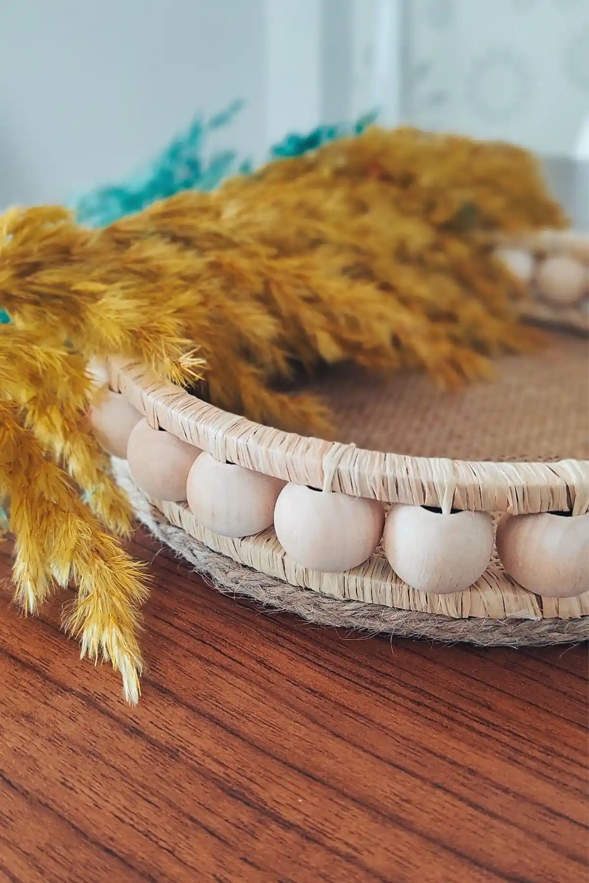 Hasır El Yapımı Ahşap Dekoratif Tepsi 20 cm ile Zarif ve Kullanışlı Ev Aksesuarı