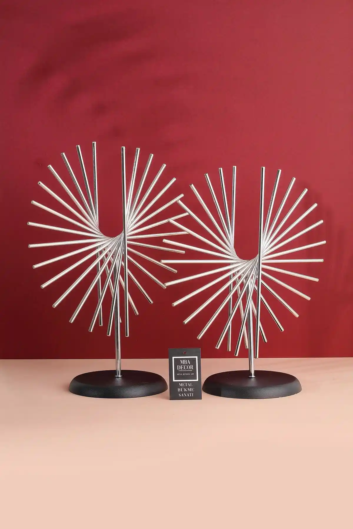 Metal Palmiye İkili Gümüş Kaplama Zigon Sehpa ile Modern Ev Dekorasyonu