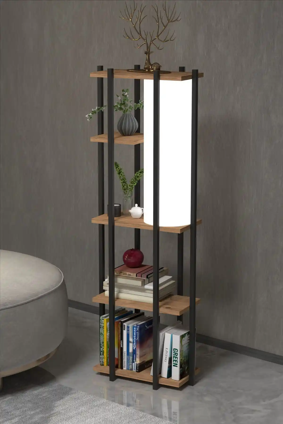 Retodesign RETOHOME 5 Raflı Lambaderli Kitap Rafı: Estetik ve Çok Fonksiyonlu Ürün