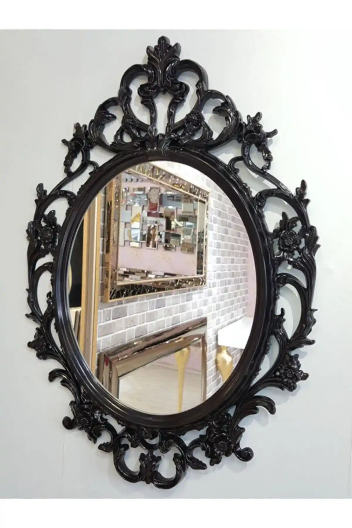 AYNA DENİZİ Vintage Taç Model Siyah Renk Ayna ile Modern ve Şık Dekorasyon