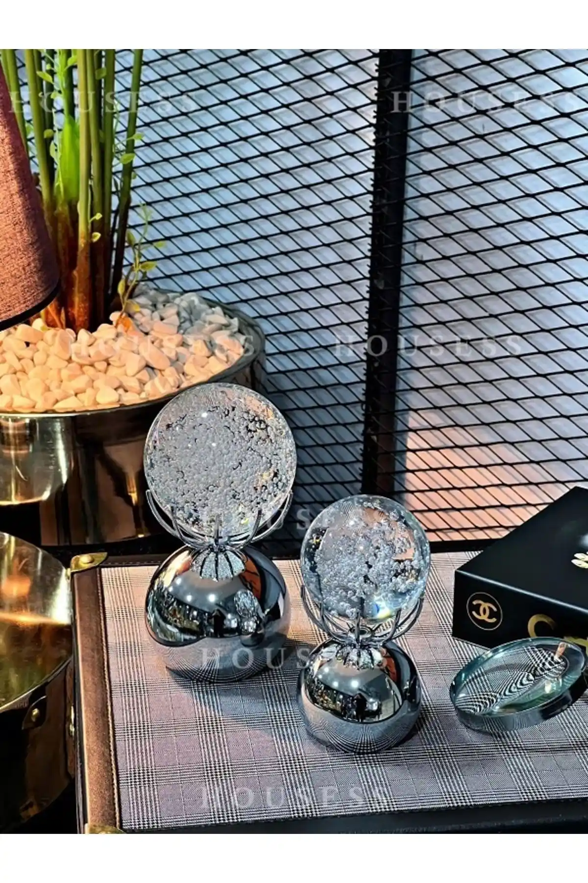 Housess Dekoratif Metal Ahtapot Kristal Top Biblo ile Ev Dekorasyonunu Tamamlayın