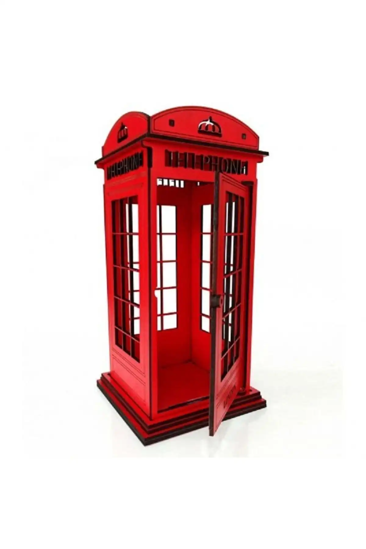 SIFIR312 Ahşap Dekoratif London Telefon Kulübesi ile Evinizi Yenileyin