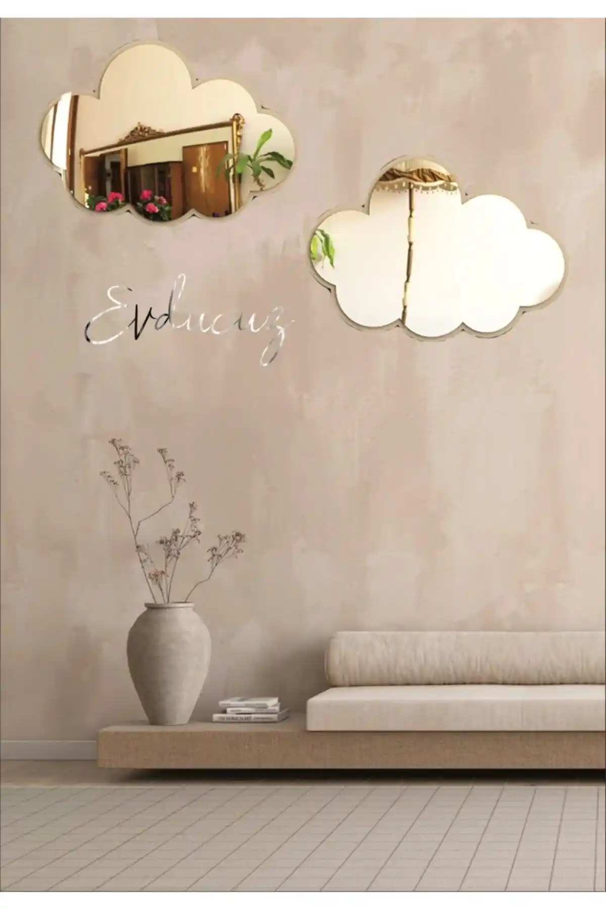 Çocuk Odası İçin Estetik ve Fonksiyonel Beyaz Bulut Duvar Aynası Seti