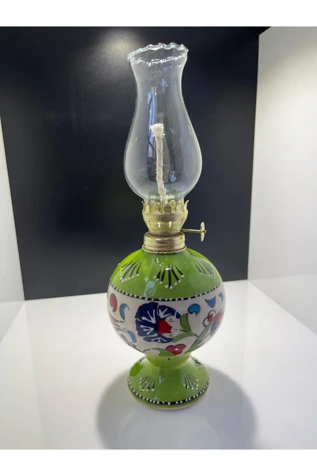 EstiloEL Çini Desenli Seramik Gaz Lambası ile Şık ve Estetik Aydınlatma Sağlayın