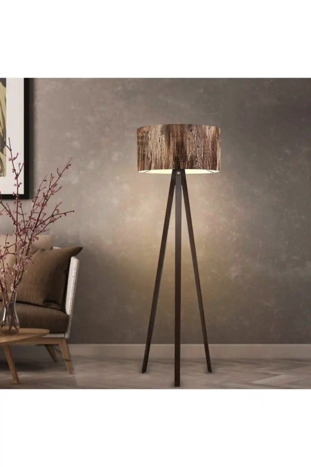 HOMİNG Ahşap Ayaklı Ağaç Kabuğu Desenli Dekoratif Lambader Özellikleri ve Kullanımı