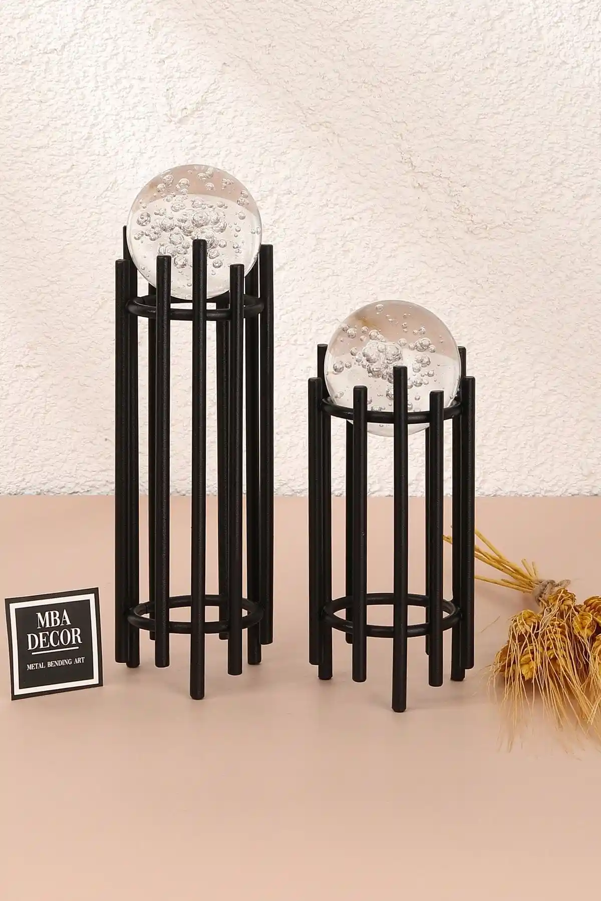 MBA Decor Metal Bending Art İkili Siyah Dekoratif Obje ile Modern Estetik