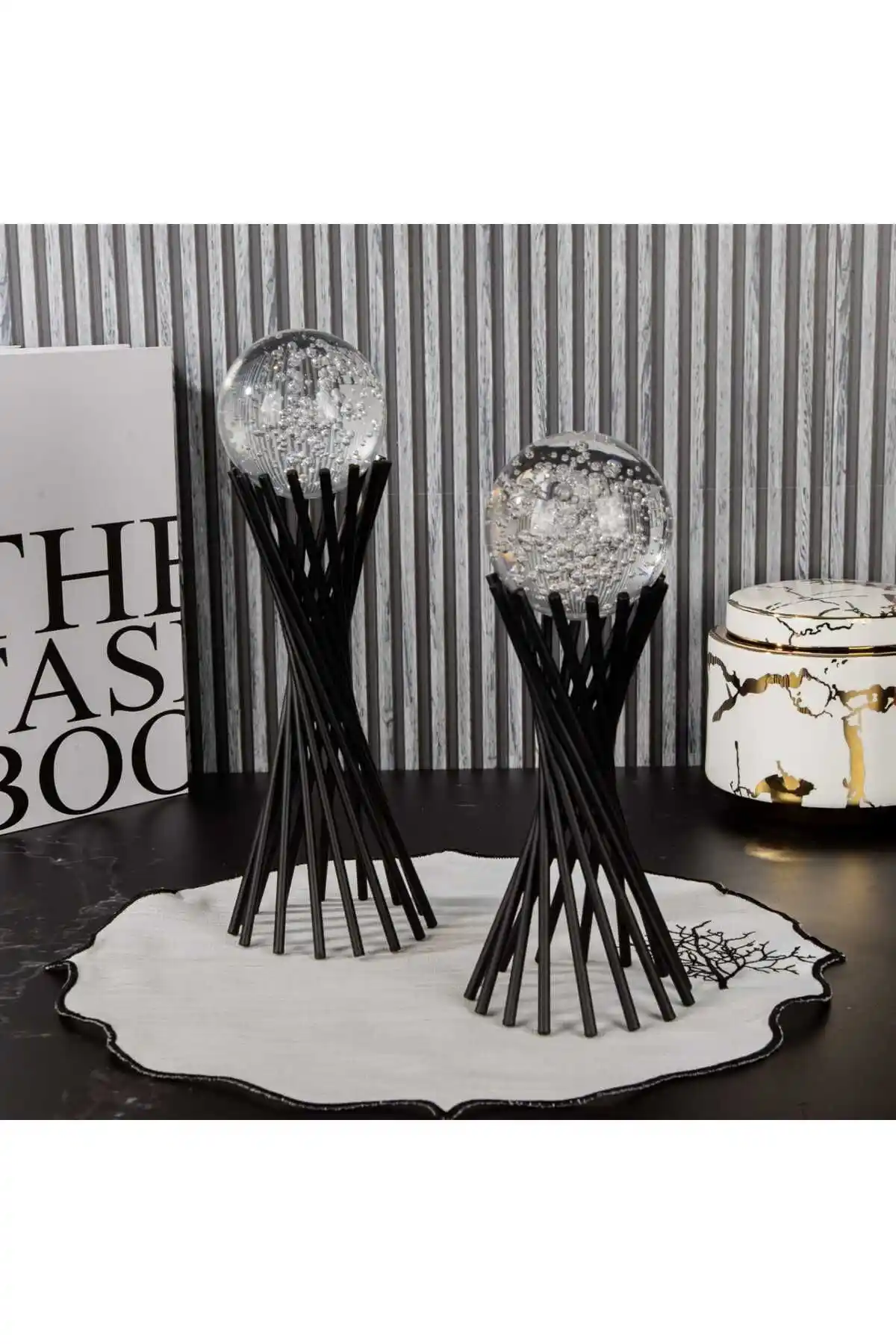 METALAY Dekoratif 2'li Siyah Burmalı Çapraz Ayaklı Küre Ürün İncelemesi