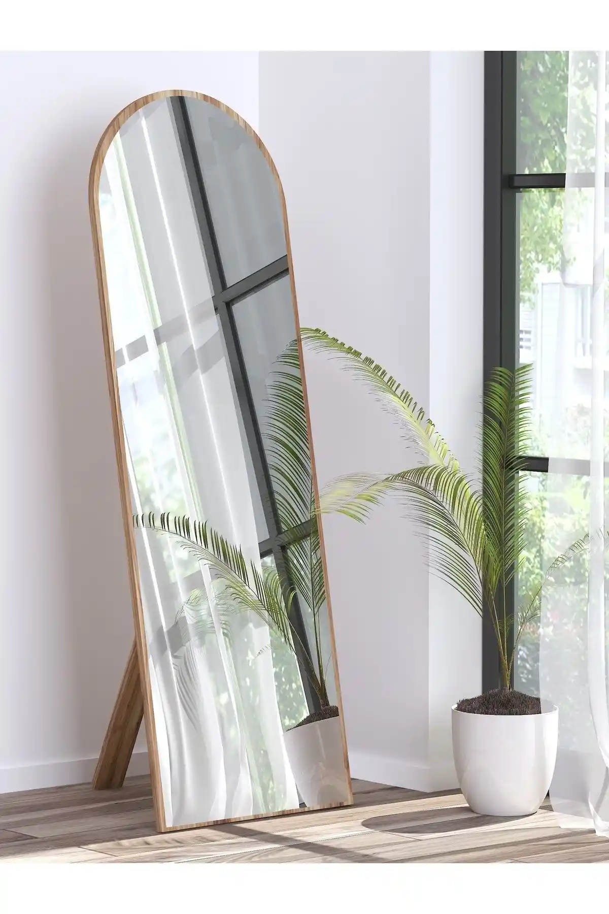 Nysamo Ceviz Ayaklı Antre Koridor Boy Aynası: Estetik ve Kullanışlı Tasarım