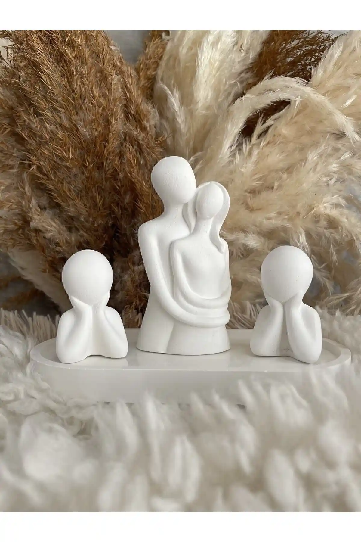 KUMS DESIGN Dekoratif 2 Çocuklu Aile Obje Biblo Seti ile Estetik Dokunuş