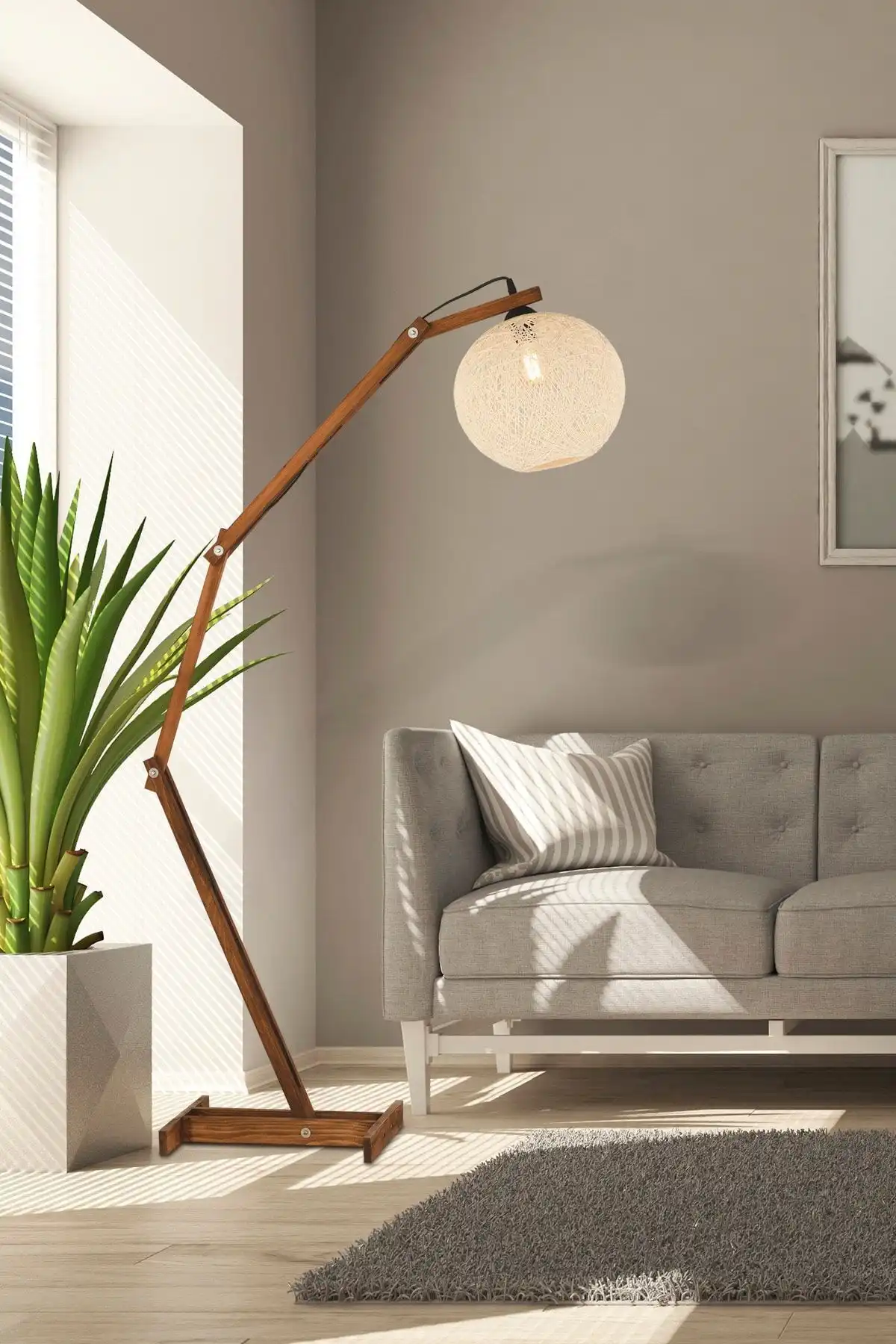Nisaluce Ahşap C Lambader Krem: Modern ve Minimalist Tasarımın İncelemesi