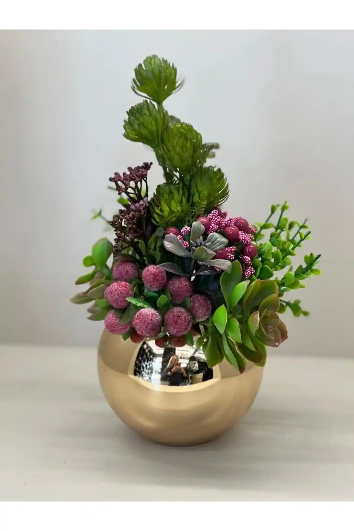 TASARIMHMODASukulent Tanzimli Gold Mercan Vazo: Modern Tasarım ve Estetik